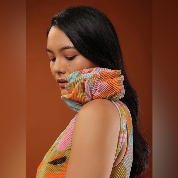 NWT Multicolor Gown In Abstract Print With One Shoulder - Picture 3 of 5